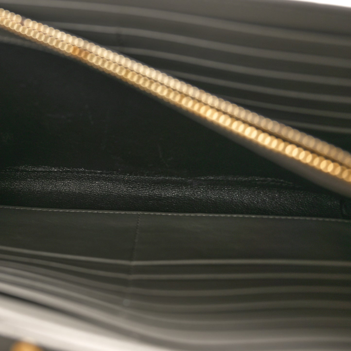 Calfskin Crocodile Embossed Monogram Chain Wallet Fog