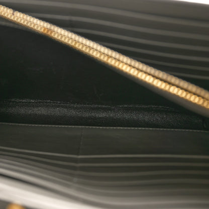 Saint Laurent Calfskin Crocodile Embossed Monogram Chain Wallet Fog 6 of 11