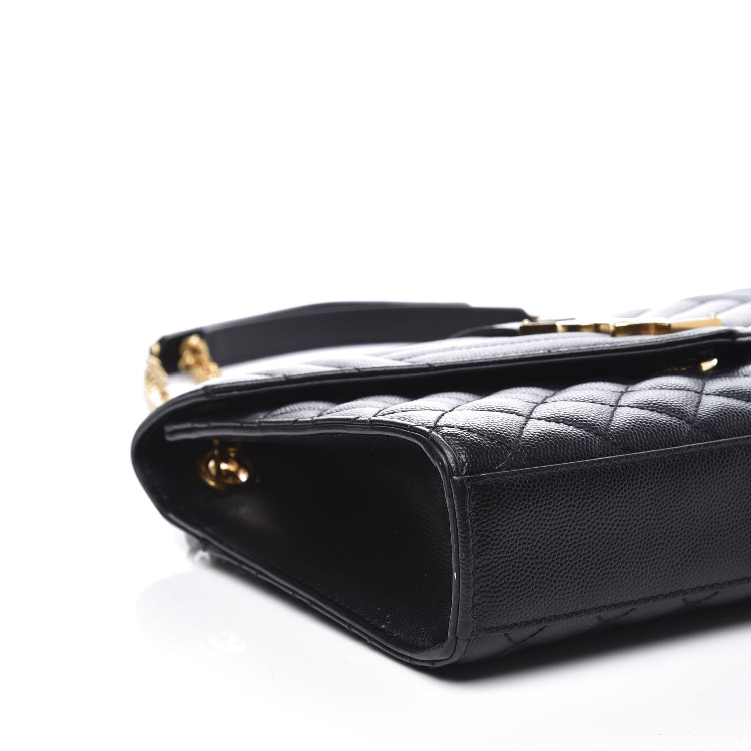 Saint Laurent Grain De Poudre Textured Mixed Matelasse Triquilt Medium Monogram Satchel Black 5 of 10