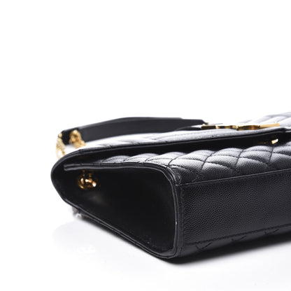 Saint Laurent Grain De Poudre Textured Mixed Matelasse Triquilt Medium Monogram Satchel Black 5 of 10