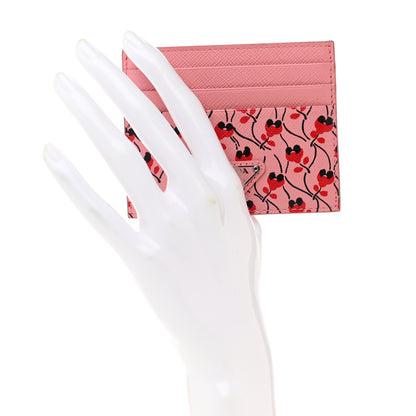 Prada Saffiano Ramage Triangle Card Holder Petalo Rosso 2 of 7