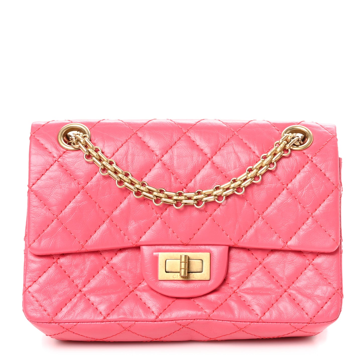 Aged Calfskin Quilted 2.55 Reissue Mini Flap Pink