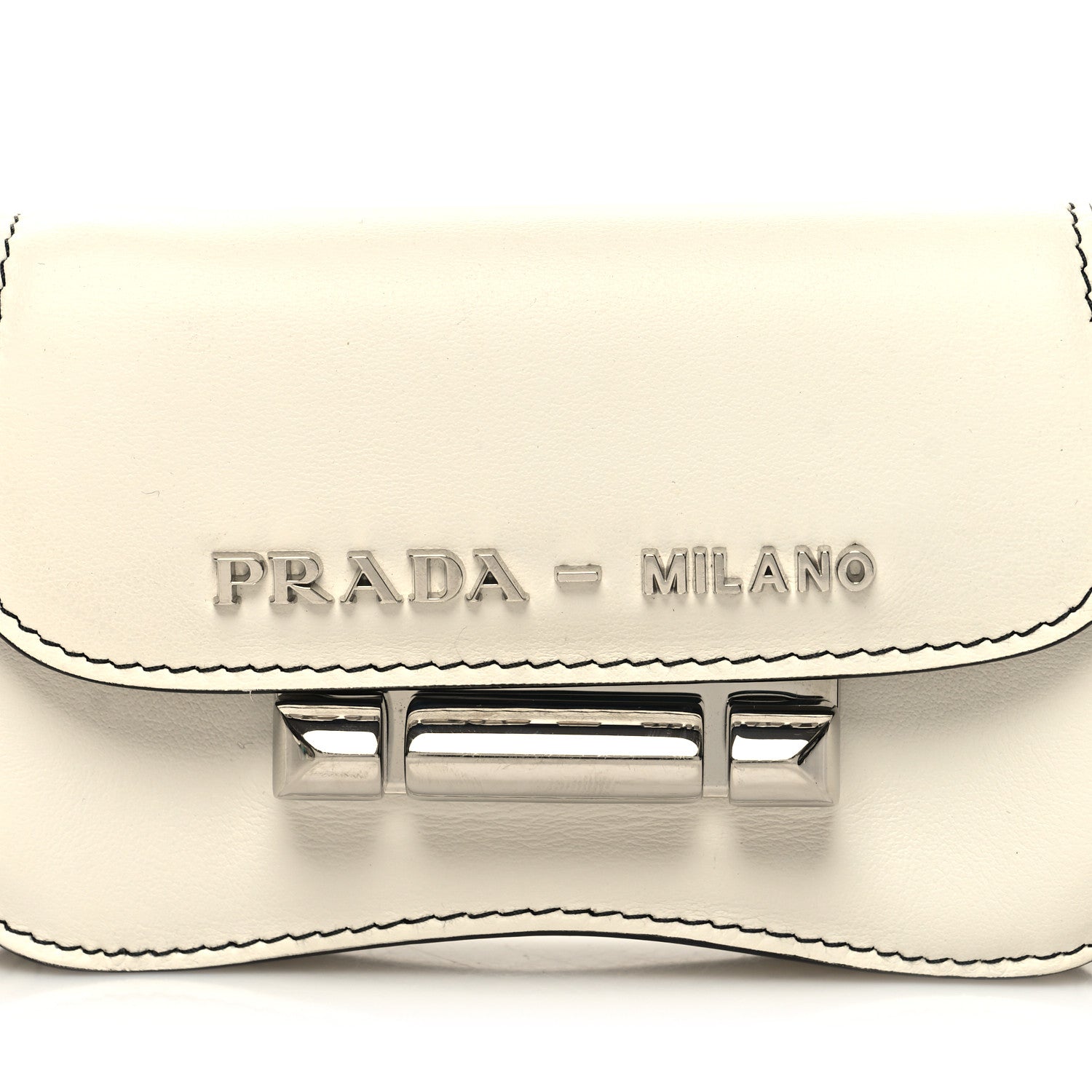 Prada City Calfskin Micro Sidonie Belt Bag 85 34 White Black 8 of 8