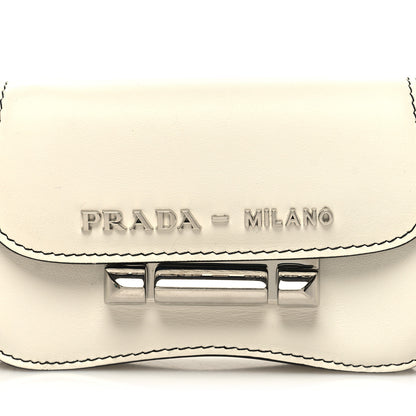 Prada City Calfskin Micro Sidonie Belt Bag 85 34 White Black 8 of 8