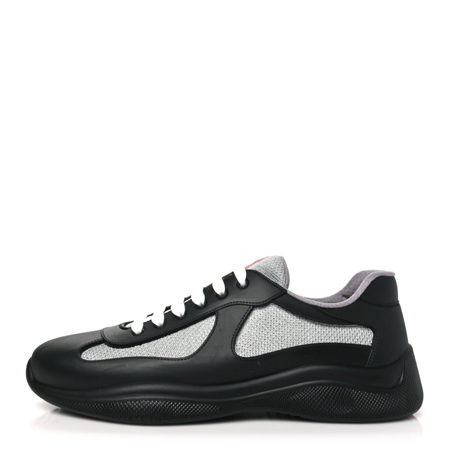 Prada Soft Rubber Mesh Mens America's Cup Sneakers 45 Black Argento 1 of 10