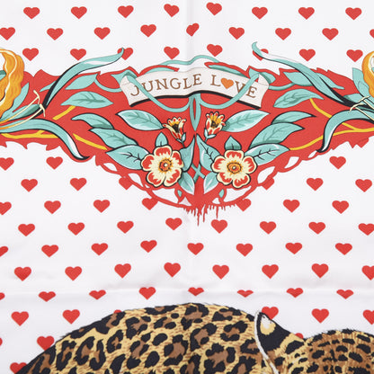 Hermes Silk Jungle Love Scarf 90 White Rouge Vert 3 of 7
