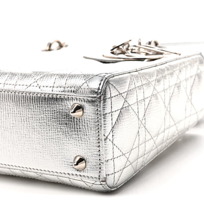 Christian Dior Metallic Grained Calfskin Cannage Small My ABCDior Lady Dior Silver 9 of 9