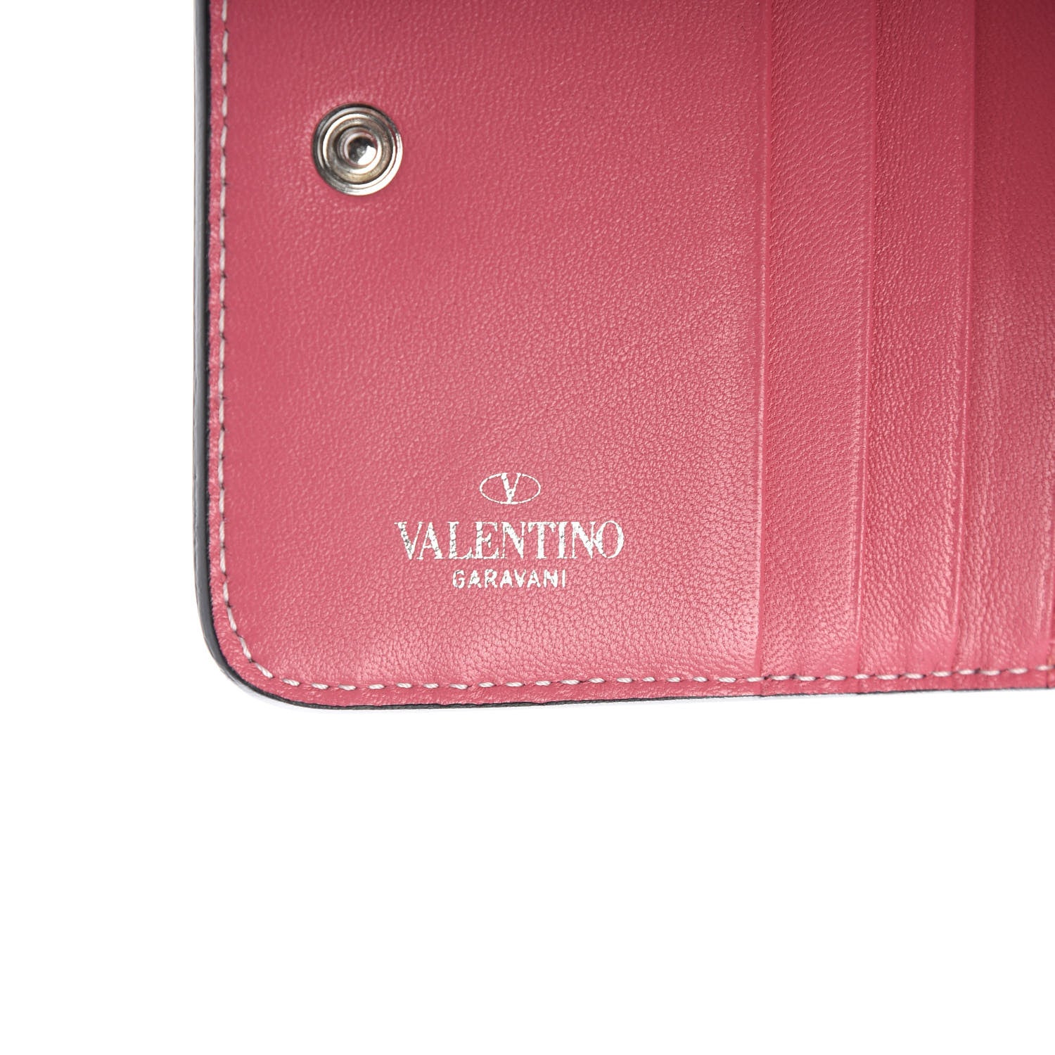 Valentino Garavani Lambskin Free Rockstud Spike Compact Zip Around Wallet Shadow Pink 9 of 9
