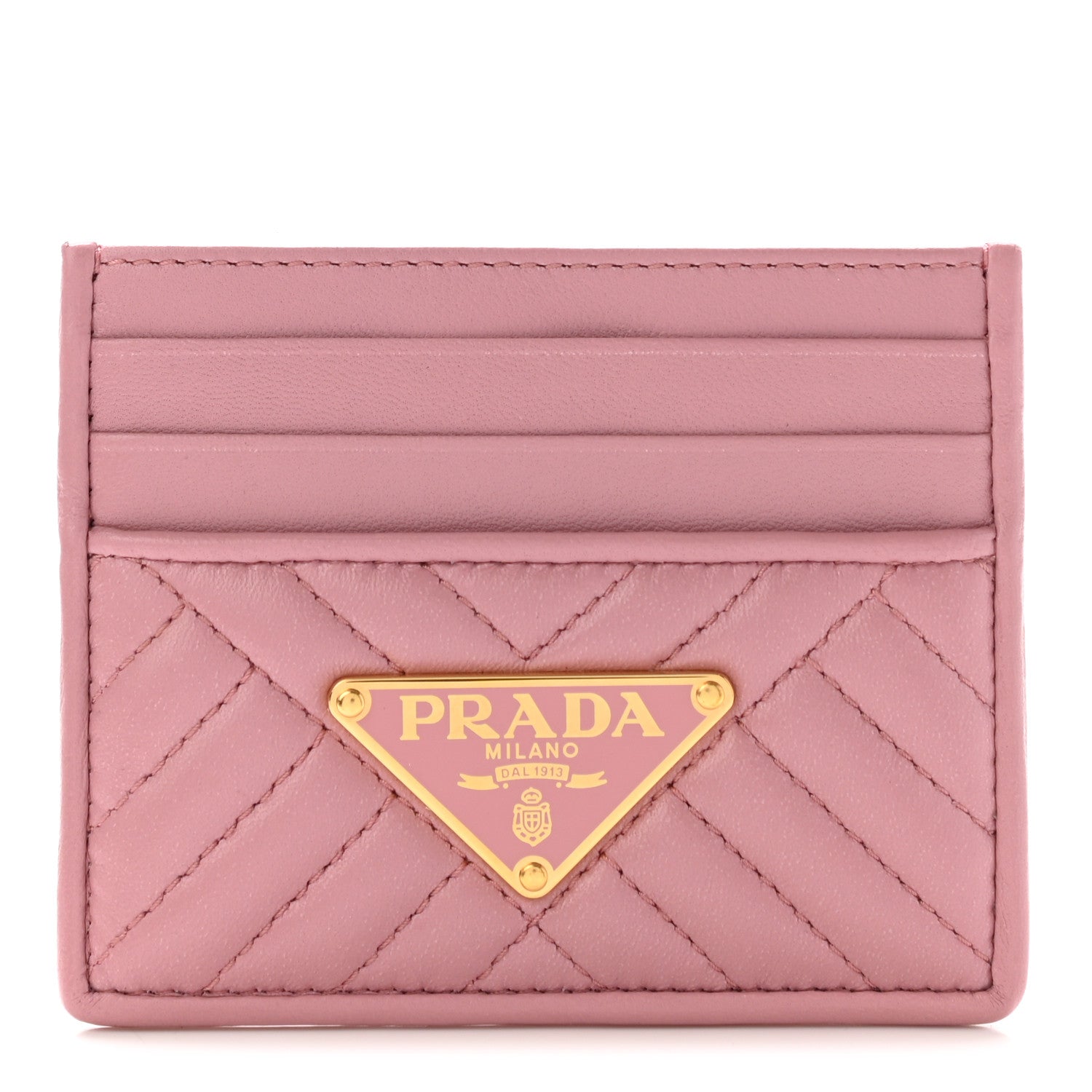 Prada Nappa Impunture Logo Card Holder Rosa 1 of 8