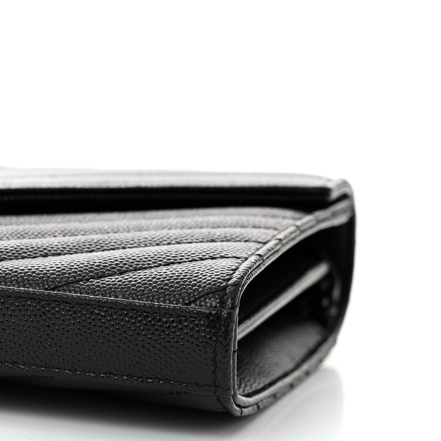 Grain De Poudre Matelasse Chevron Monogram Monochrome Chain Wallet Black