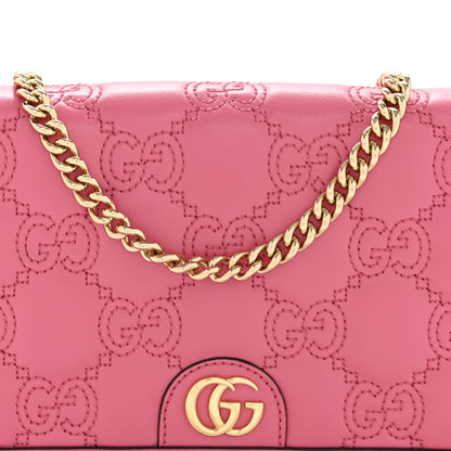 Gucci Calfskin GG Matelasse Chain Wallet Rhodamine Pink 7 of 12