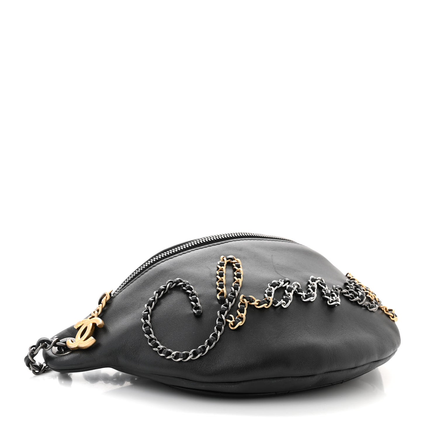 Calfskin Chain 20s Signe Waist Bag Black