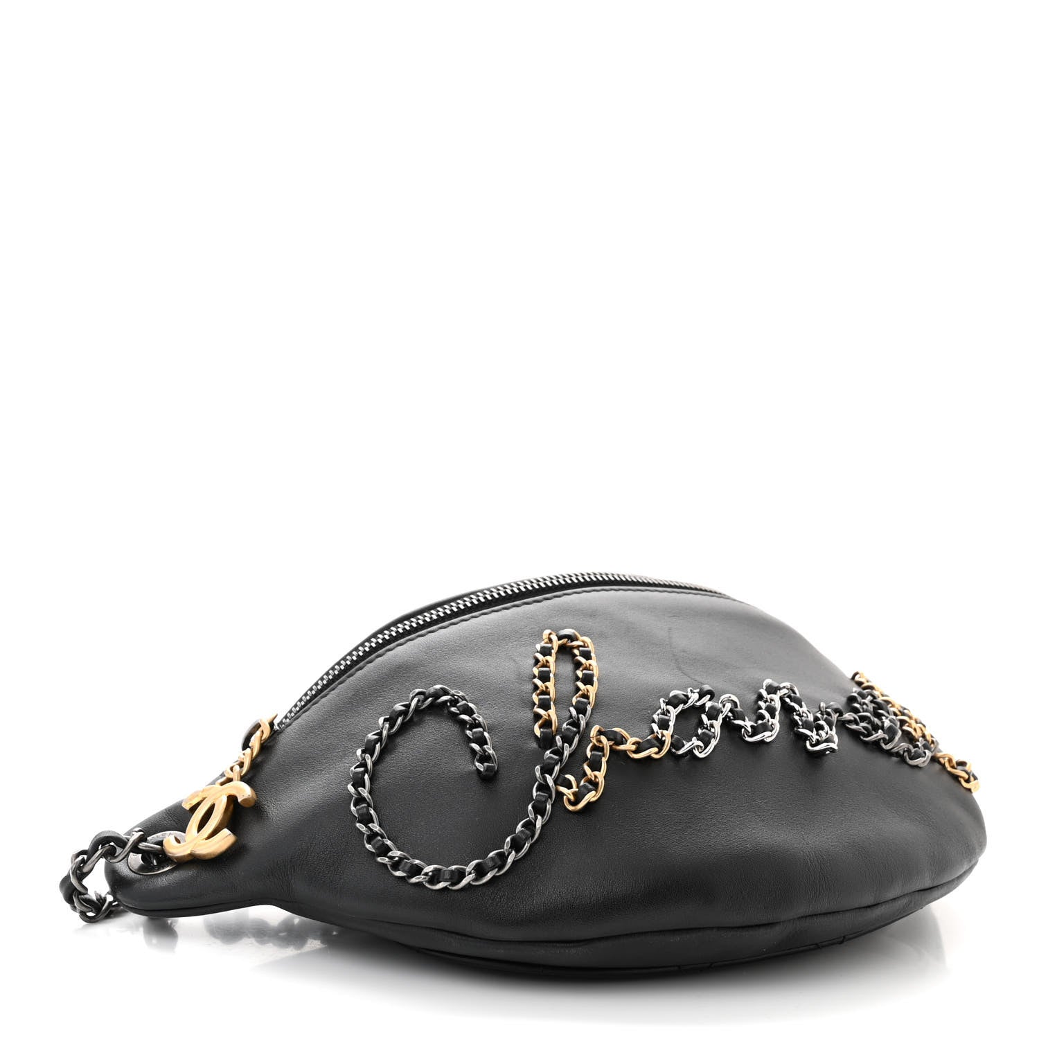 Chanel Calfskin Chain 20s Signe Waist Bag Black 4 of 11