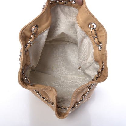 Chanel Lambskin Contrast Stitch Small Drawstring Tote Light Beige 5 of 14