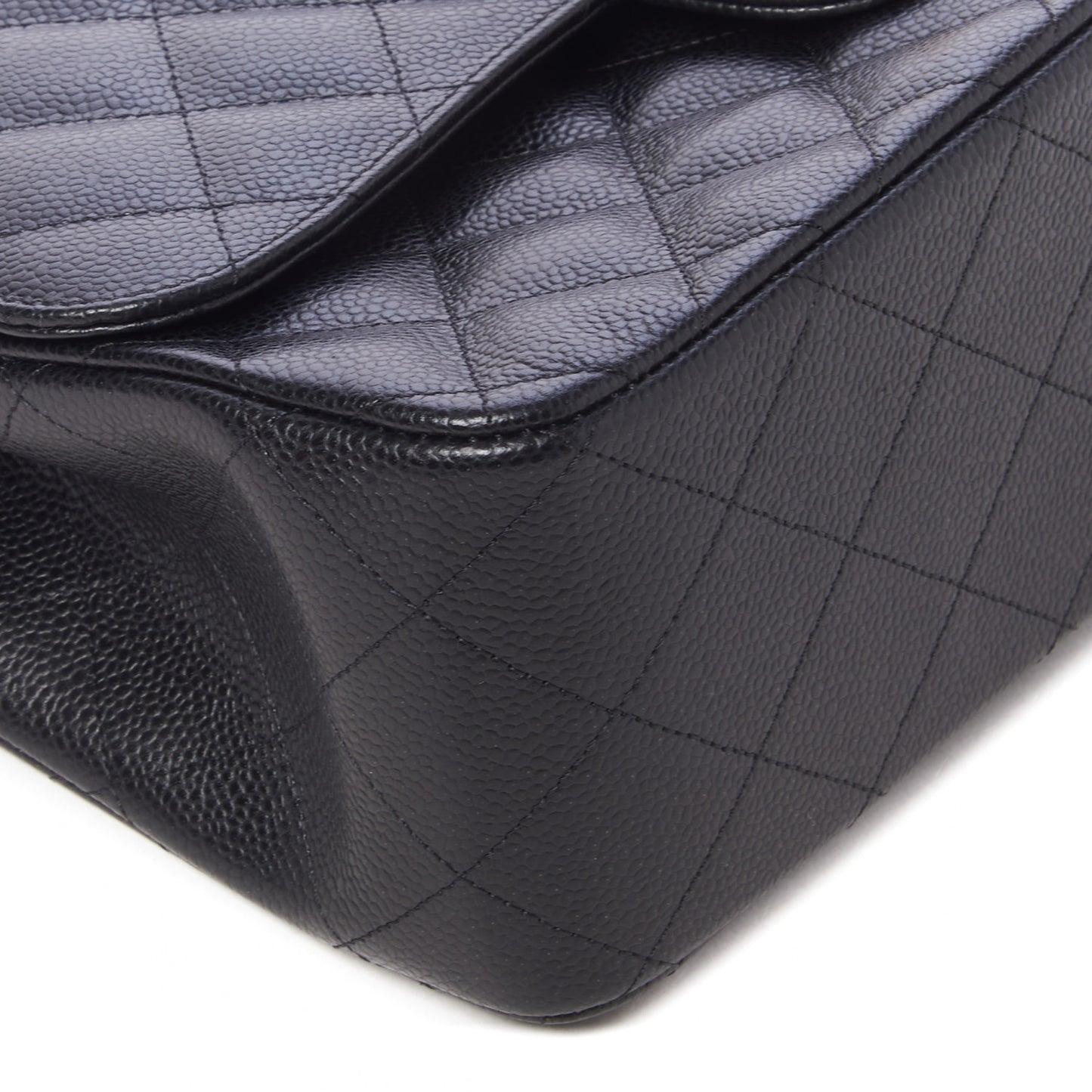 Caviar Quilted Jumbo Double Flap Black