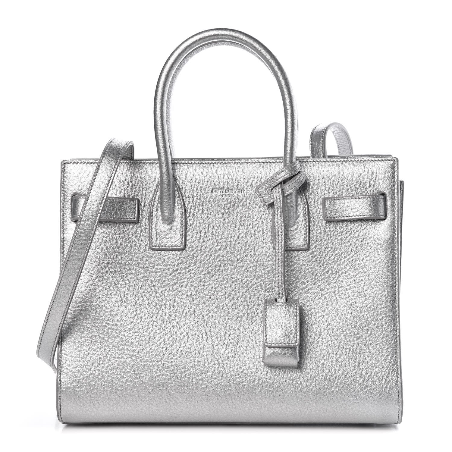 Saint Laurent Metallic Grained Calfskin Baby Sac De Jour Silver 1 of 9