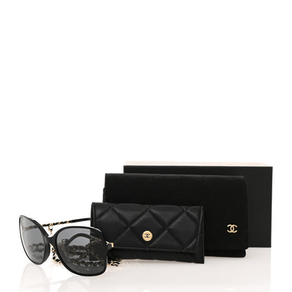 Chanel Acetate Metal Lambskin Square Chain Sunglasses 5210-Q-A Black Gray 8 of 8