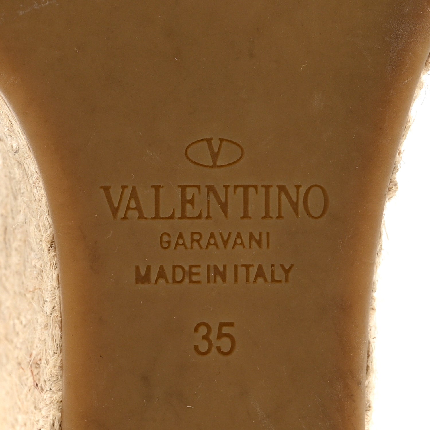 Valentino Garavani Grained Calfskin Rockstud Ankle Strap Espadrille 15/105mm Wedge Sandals 35 Rose Quartz Natural 7 of 13