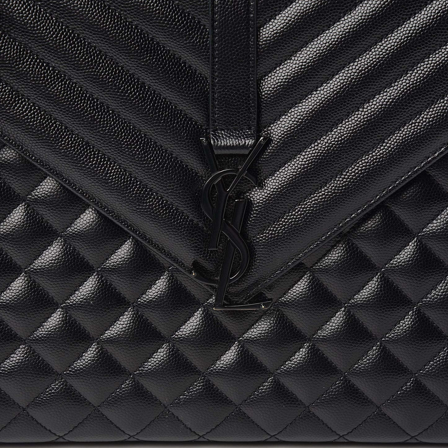 Grain De Poudre Textured Mixed Matelasse Large Triquilt Monogram Monochrome Satchel Black