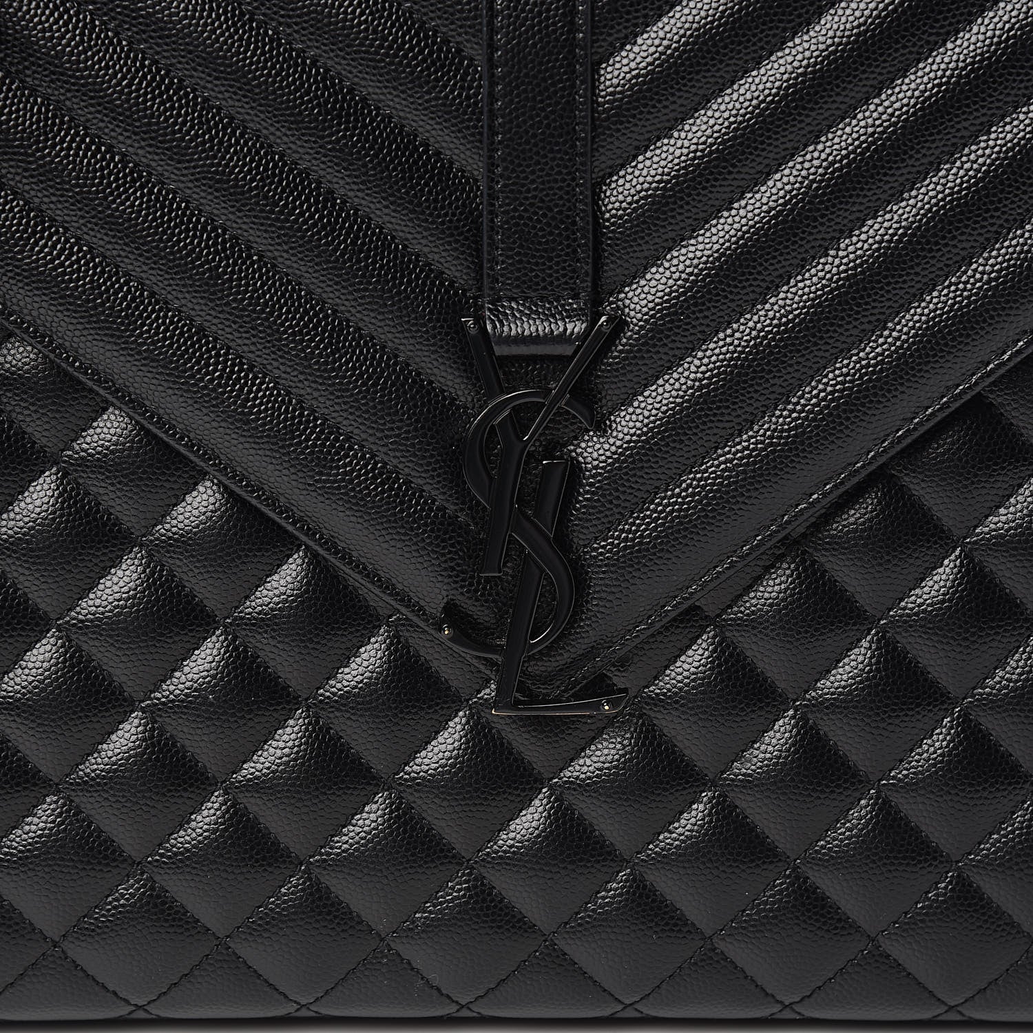Saint Laurent Grain De Poudre Textured Mixed Matelasse Large Triquilt Monogram Monochrome Satchel Black 8 of 13