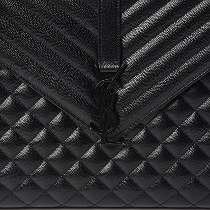 Saint Laurent Grain De Poudre Textured Mixed Matelasse Large Triquilt Monogram Monochrome Satchel Black 8 of 13