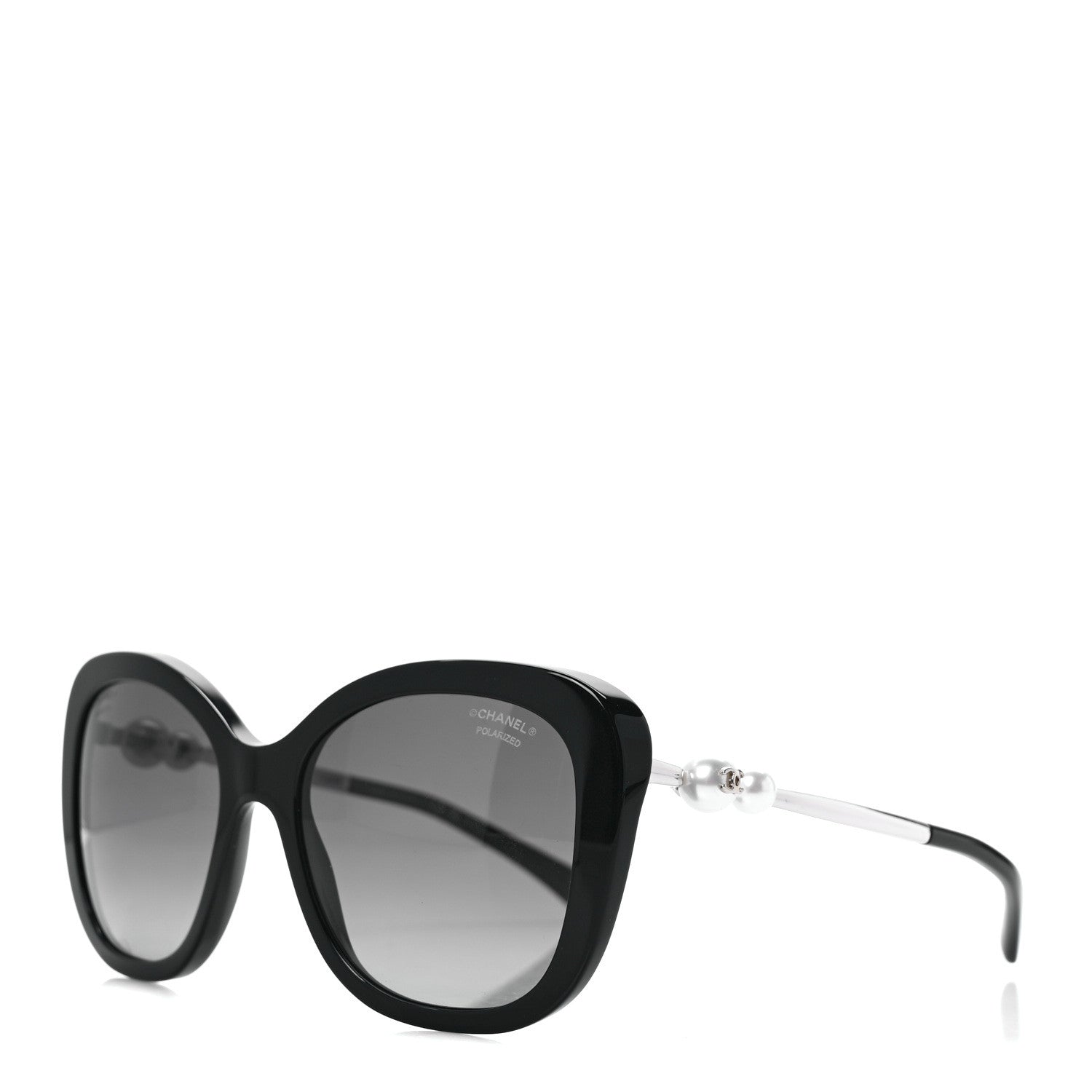 Chanel Acetate Polarized Butterfly Winter Pearl Sunglasses 5339-H Black 1 of 8