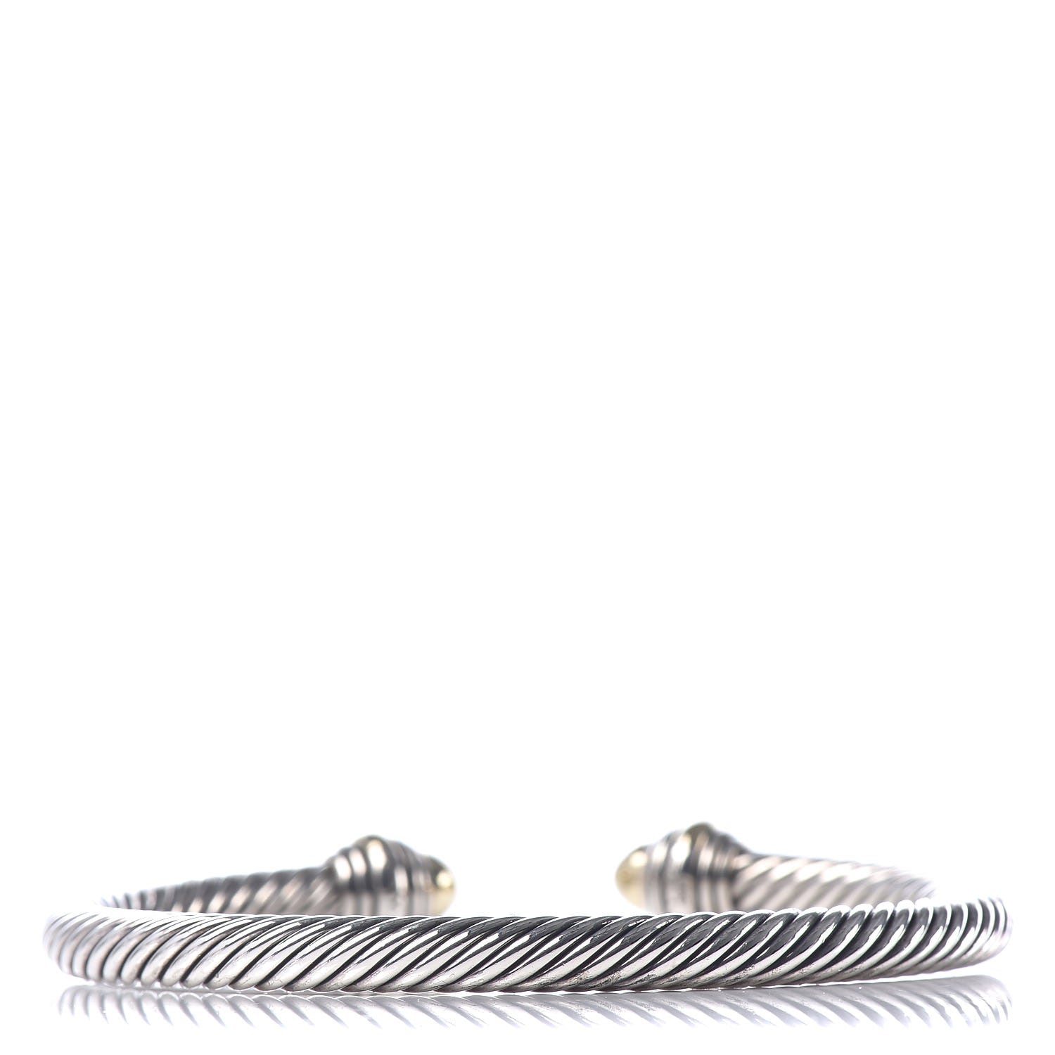 David Yurman Sterling Silver 14K Yellow Gold 5mm Cable Classics Dome Bracelet 3 of 5