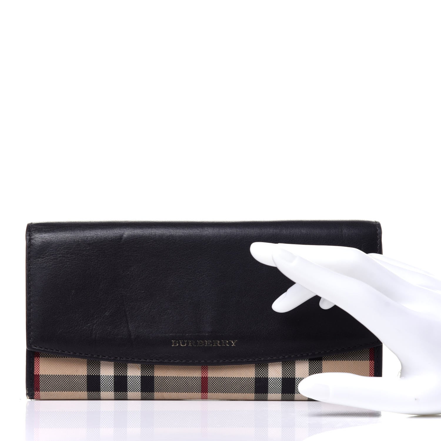 Burberry Calfskin Horseferry Check Porter Continental Wallet Black 2 of 12