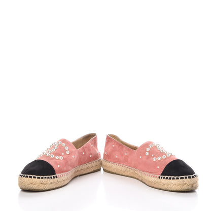 Chanel Suede Pearl CC Espadrilles 37 Pink 5 of 19