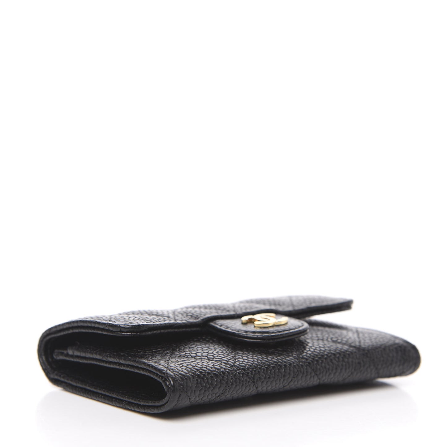 Caviar Quilted Flap Card Holder Black