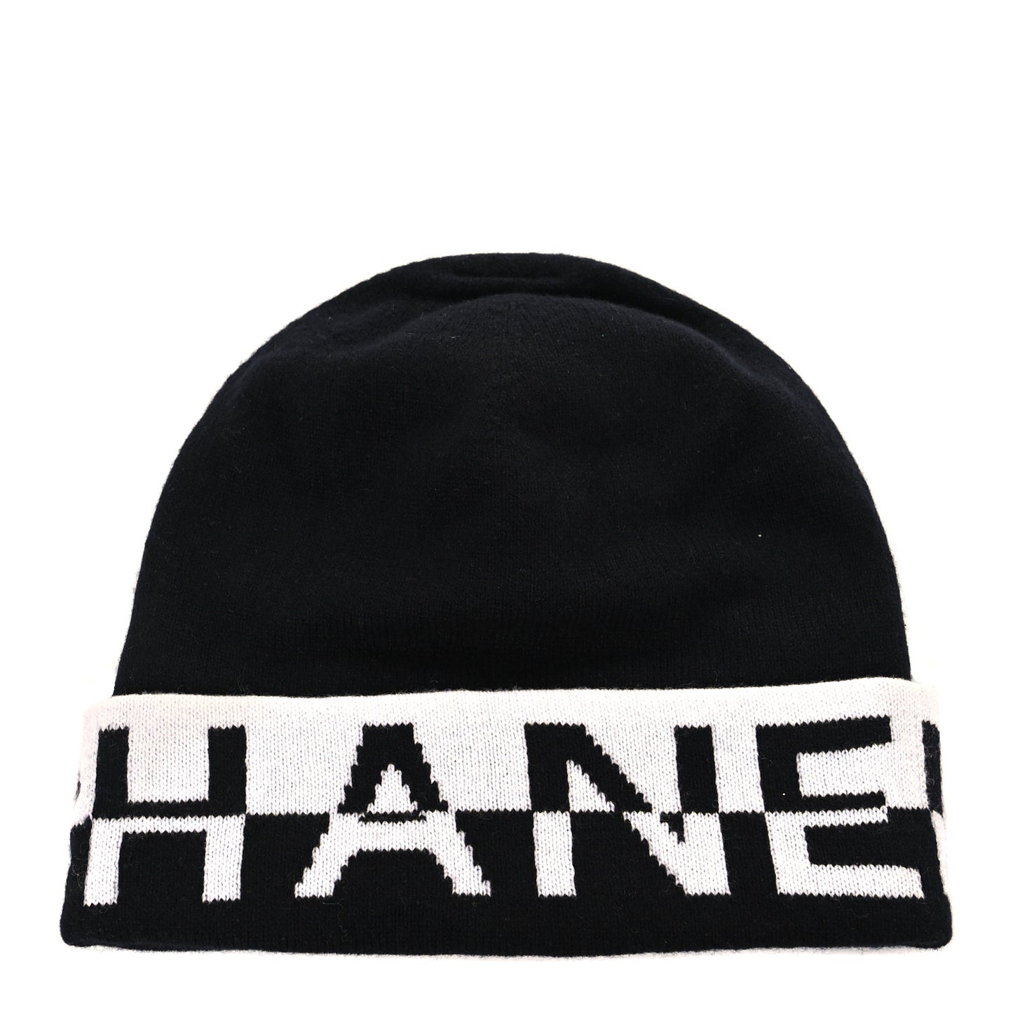 Cashmere Logo Beanie Hat Black White