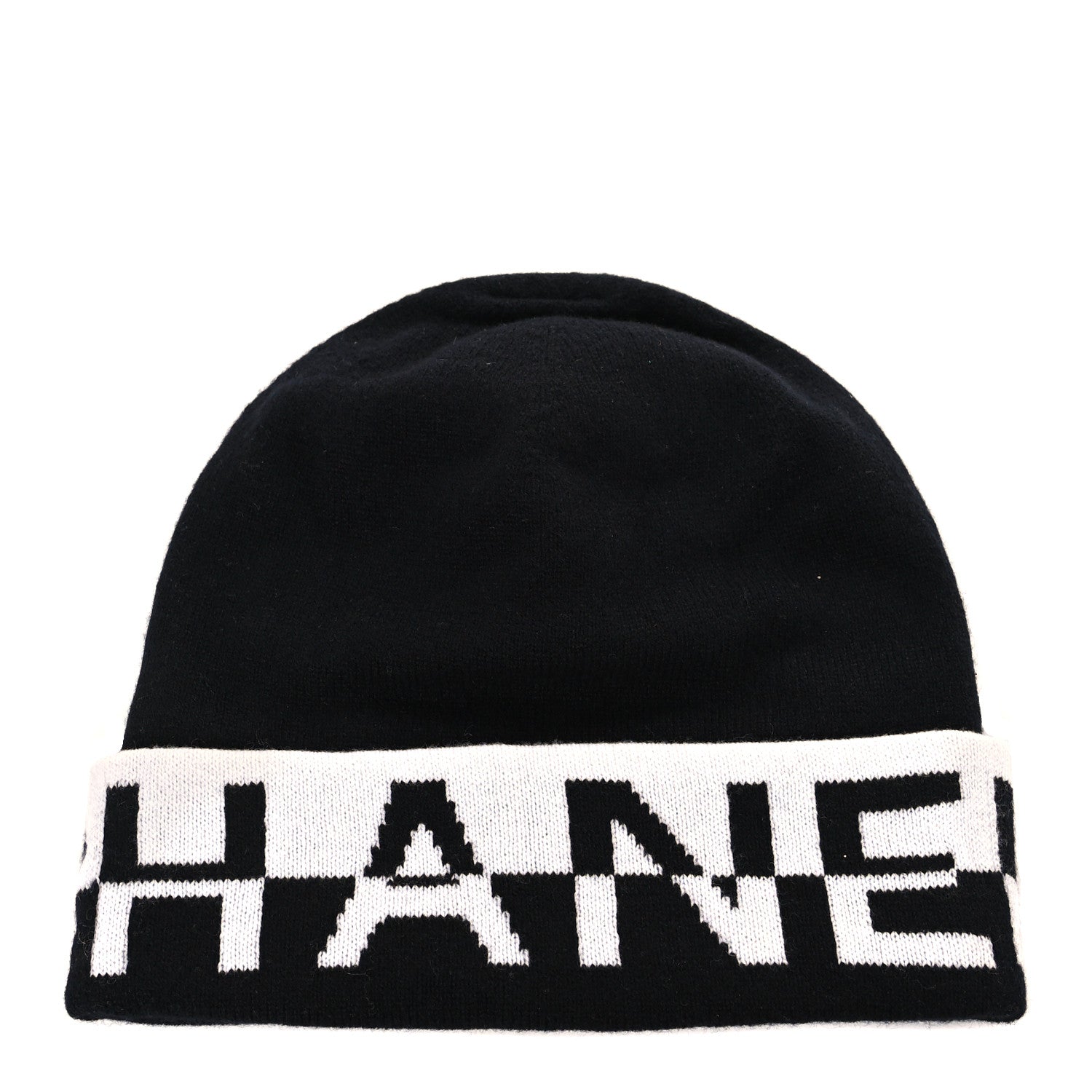 Chanel Cashmere Logo Beanie Hat Black White 1 of 3