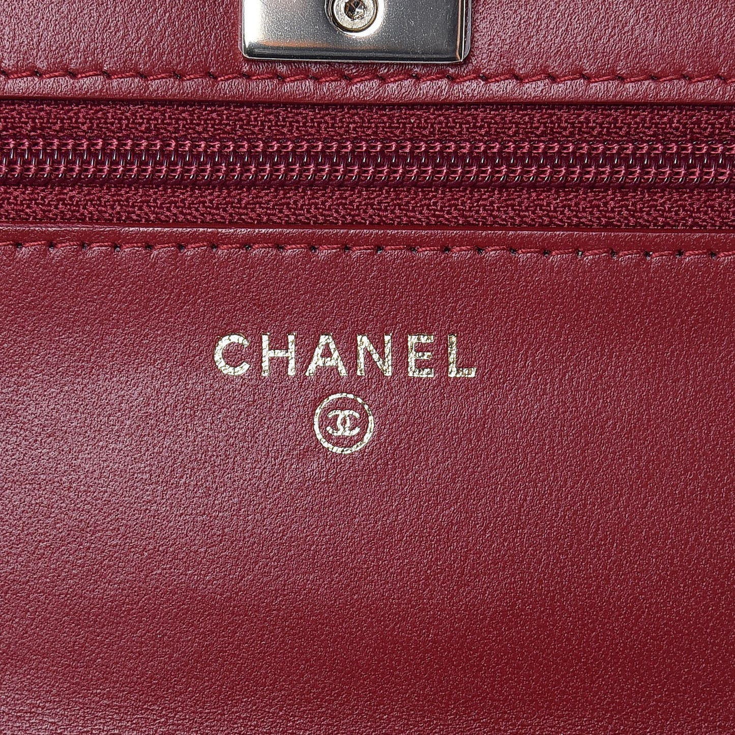 Lambskin Quilted Trendy CC Wallet On Chain WOC Dark Red
