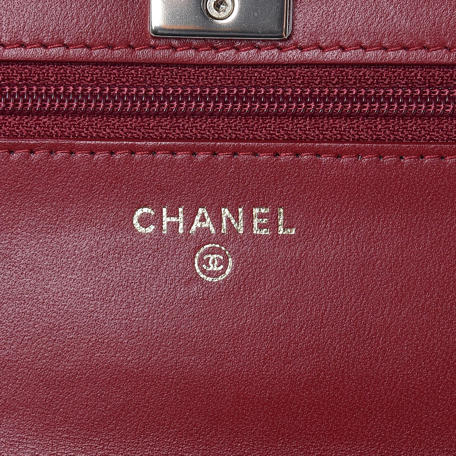 Chanel Lambskin Quilted Trendy CC Wallet On Chain WOC Dark Red 8 of 9