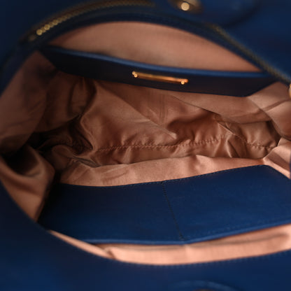 Miu Miu Goatskin Madras Top Handle Double Zip Tote Blue 5 of 13