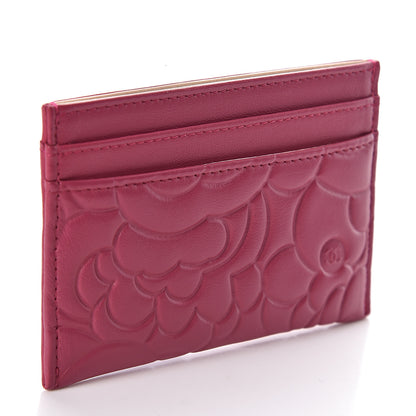 Chanel Lambskin Camellia Embossed Card Holder Fuchsia 3 of 9