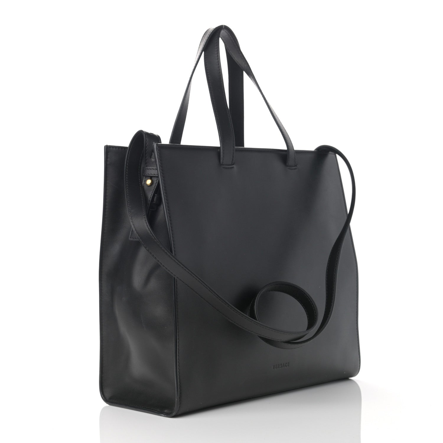Versace Calfskin Medusa Stud Tribute Tote Black 3 of 12