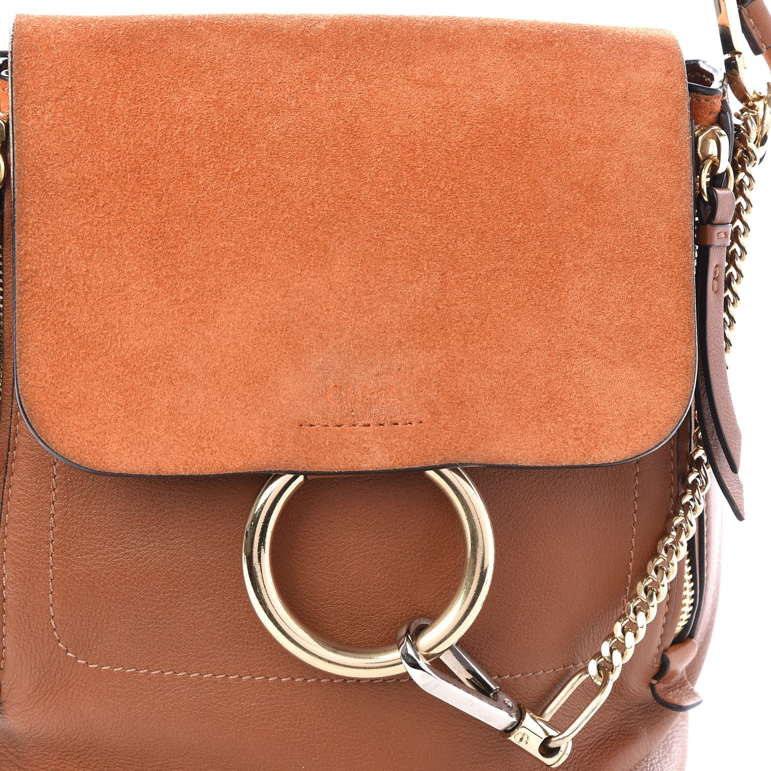 Chloe Suede Calfskin Medium Faye Backpack Tan 11 of 11