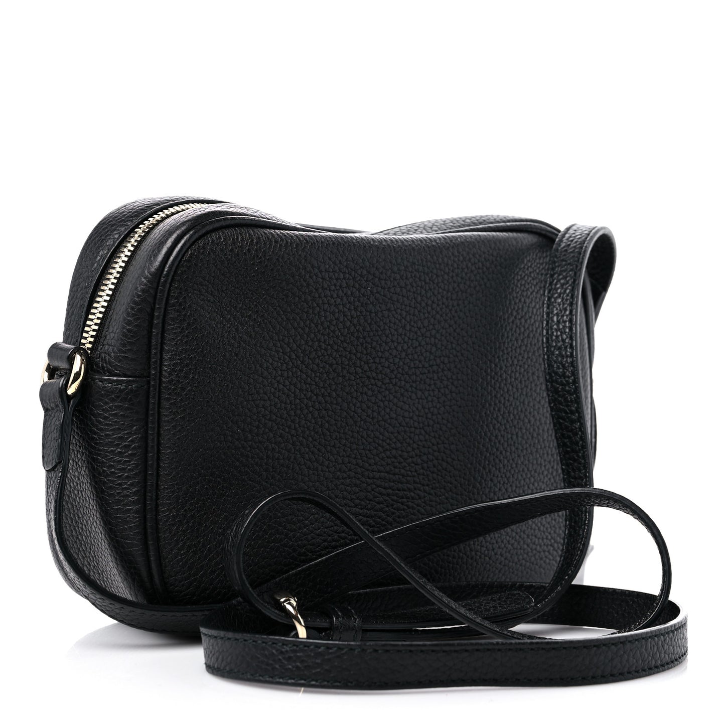 Pebbled Calfskin Small Soho Disco Bag Black