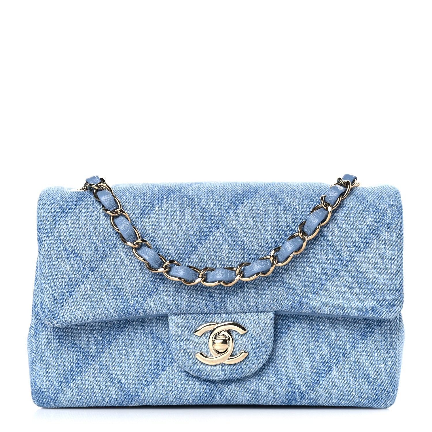Chanel Printed Denim Quilted Mini Rectangular Flap Light Blue 1 of 9