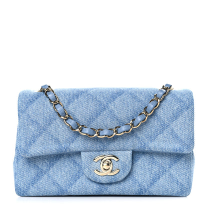 Chanel Printed Denim Quilted Mini Rectangular Flap Light Blue 1 of 9