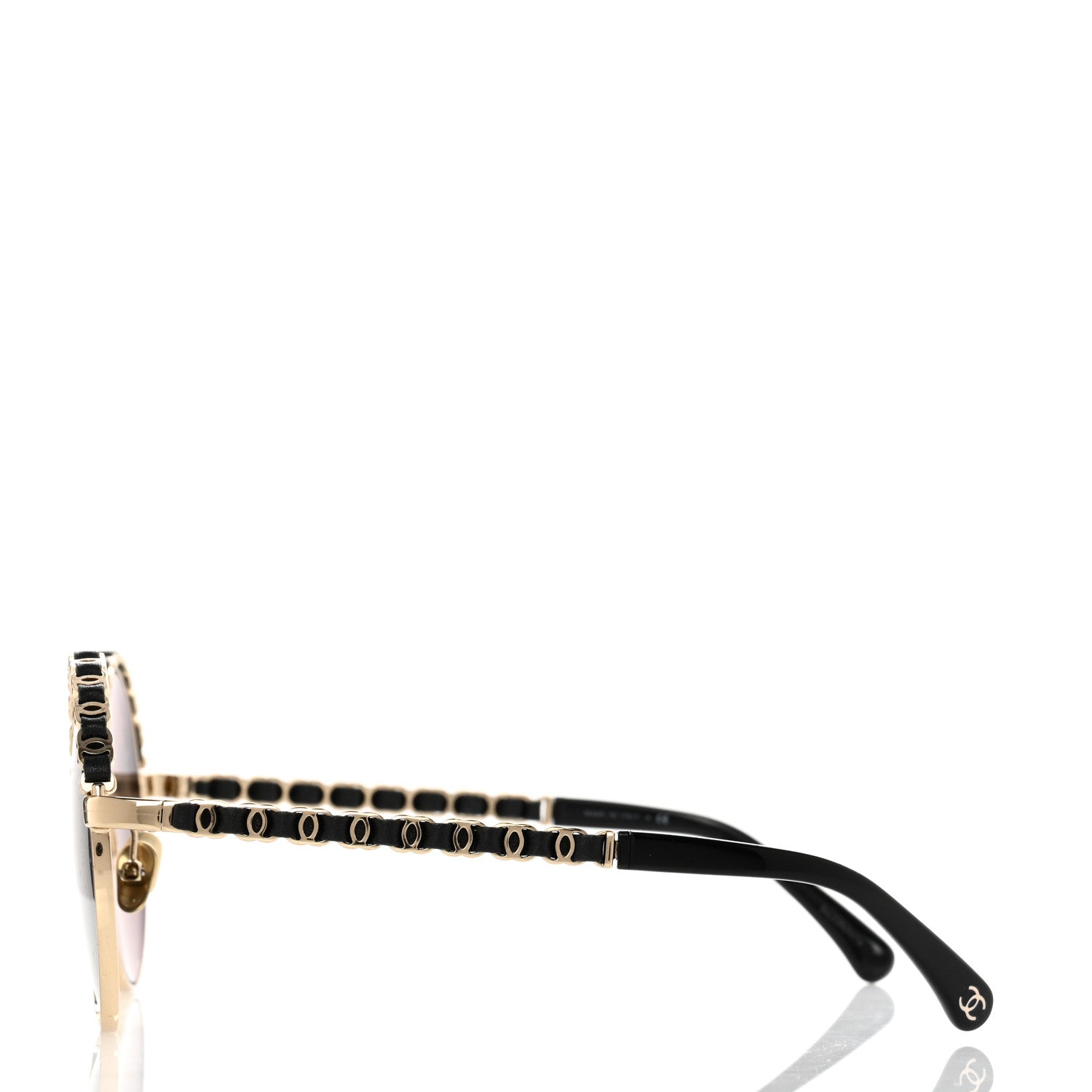 Chanel Metal Calfskin Round Chain Sunglasses 4265-Q Black 3 of 9