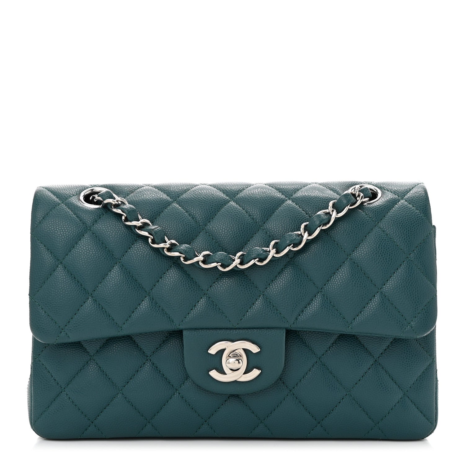 Chanel Caviar Quilted Small Double Flap Light Green 1 of 11