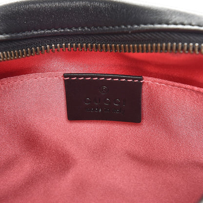 Gucci Calfskin Matelasse Mini GG Marmont Chain Shoulder Bag Black White 6 of 7