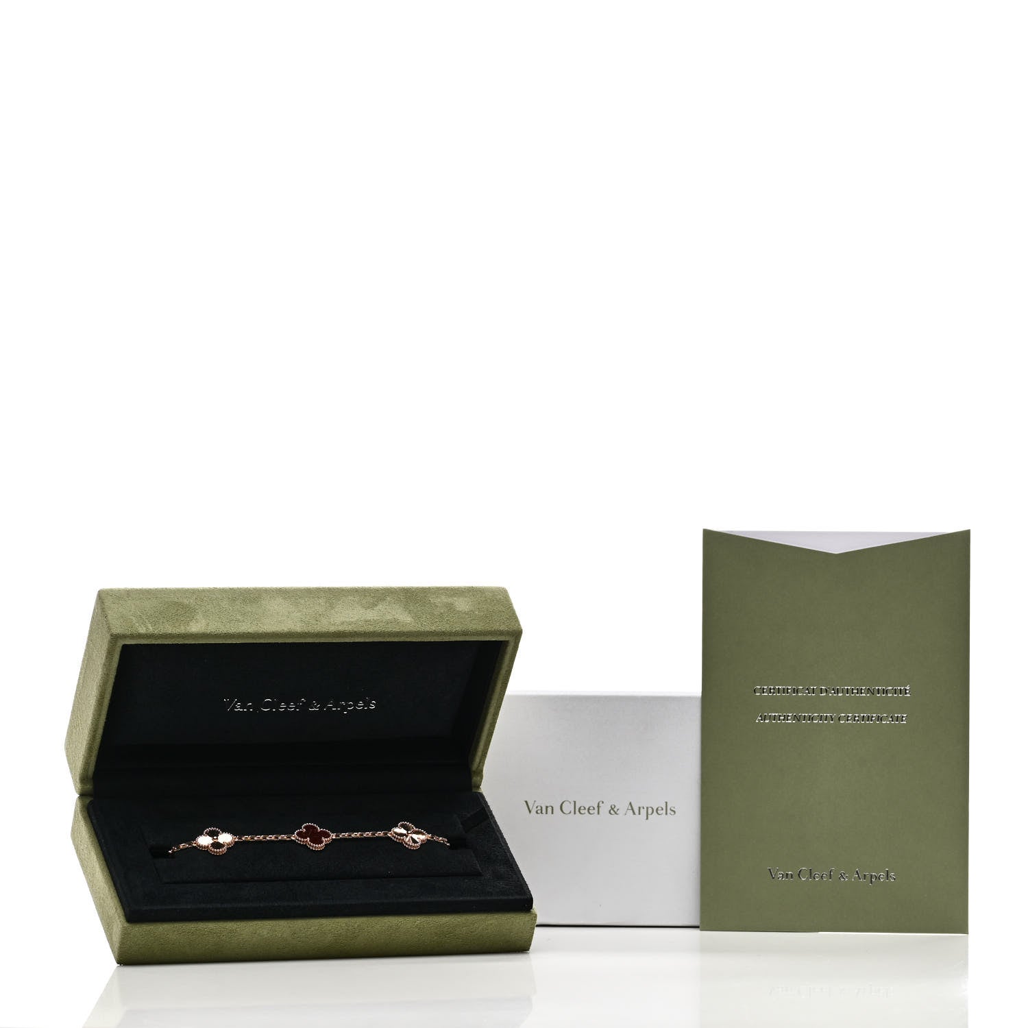 Van Cleef & Arpels 18K Rose Gold Carnelian 5 Motifs Guilloche Vintage Alhambra Bracelet 5 of 5
