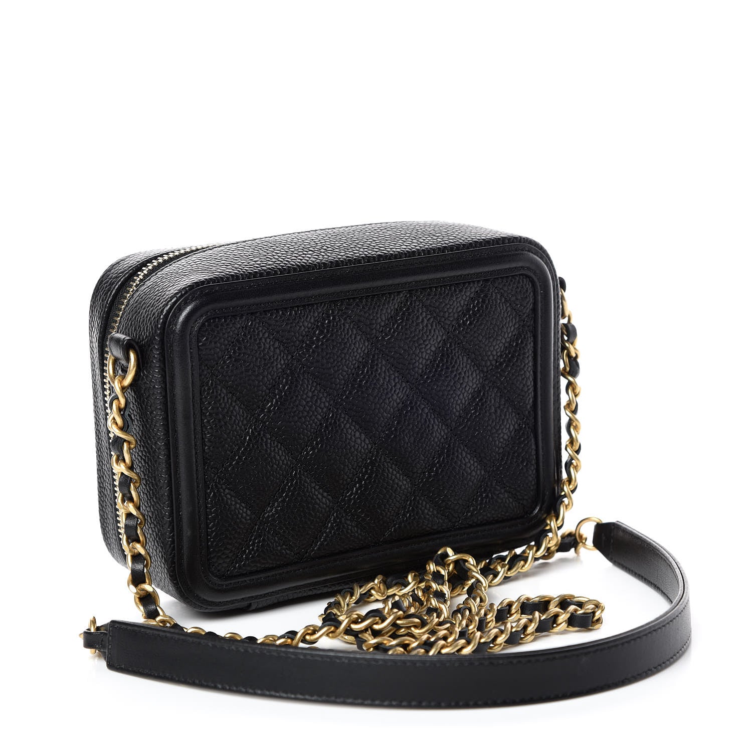Chanel Caviar Quilted CC Filigree Vanity Clutch With Chain Black 3 of 10