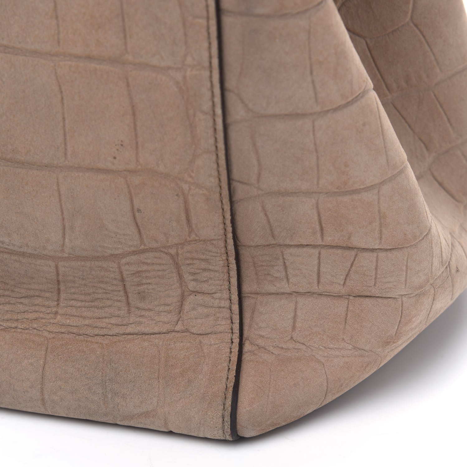 Celine Crocodile Embossed Nubuck Small Belt Cabas Phantom Beige 23 of 33