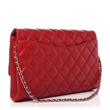 Chanel Lambskin Quilted Clutch With Chain Flap Red 3 of 10