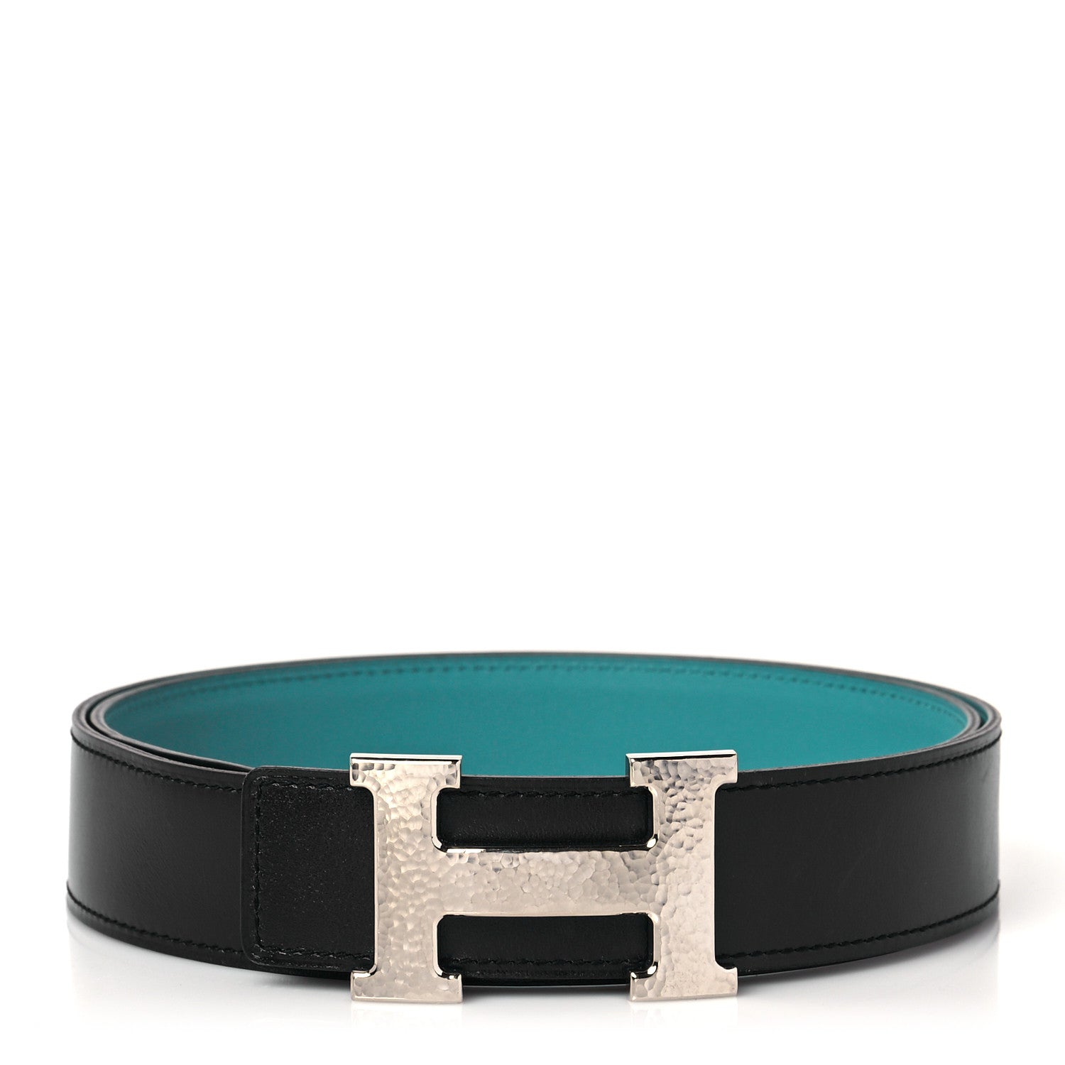 Hermes Box Swift 32mm Martelee Constance Belt 85 Black Turquoise 1 of 3