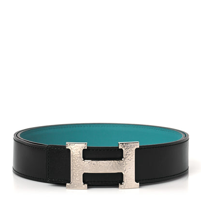 Hermes Box Swift 32mm Martelee Constance Belt 85 Black Turquoise 1 of 3